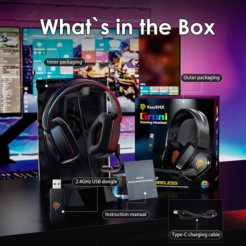 EasySMX C07W Bluetooth and 2.4G Wireless Gaming Headset